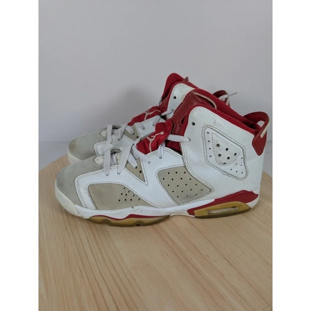 Nike Air Jordan 6 Retro Alternate Hare 6.5Y Youth Womens 8 White Red Sneakers
